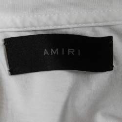Pre Owned Amiri White Logo Print Cotton Half Sleeve T-Shirt XL
