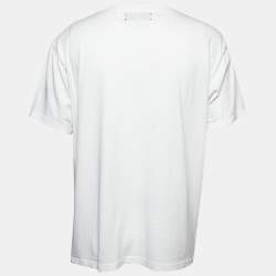 Pre Owned Amiri White Logo Print Cotton Half Sleeve T-Shirt XL