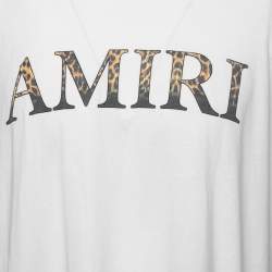 Pre Owned Amiri White Logo Print Cotton Half Sleeve T-Shirt XL