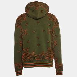 Pre Owned Amiri Green Bandana Print Knit Hoodie L
