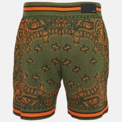 Amiri Green Bandana Print Knit Drawstring Shorts L