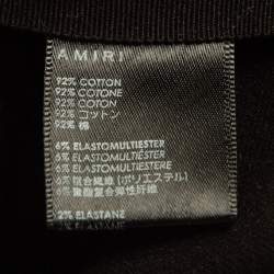 Amiri Black Denim Suede Patch Distressed Slim Fit Jeans M/Waist 32"