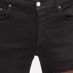 Amiri Black Denim Suede Patch Distressed Slim Fit Jeans M/Waist 32"