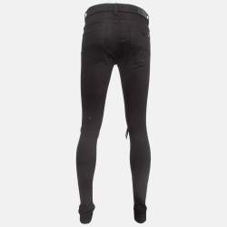 Amiri Black Denim Suede Patch Distressed Slim Fit Jeans M/Waist 32"