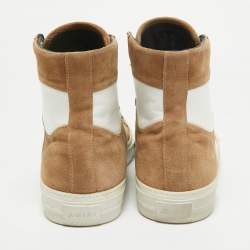 Pre Owned Amiri Brown Leather and Suede Bandana Sunset High Top Sneakers Size 41