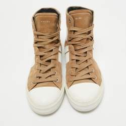 Pre Owned Amiri Brown Leather and Suede Bandana Sunset High Top Sneakers Size 41