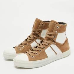 Pre Owned Amiri Brown Leather and Suede Bandana Sunset High Top Sneakers Size 41