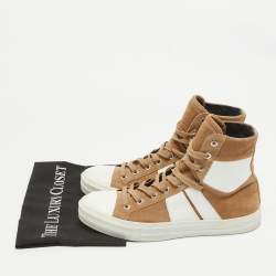 Pre Owned Amiri Brown Leather and Suede Bandana Sunset High Top Sneakers Size 41