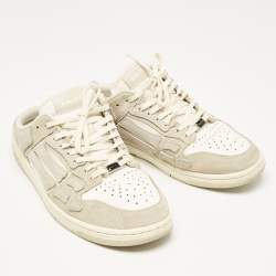 Amiri Grey/White Leather and Suede Skel Sneakers Mules Size 42
