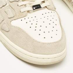 Amiri Grey/White Leather and Suede Skel Sneakers Mules Size 42