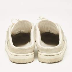 Amiri Grey/White Leather and Suede Skel Sneakers Mules Size 42