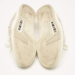 Amiri Grey/White Leather and Suede Skel Sneakers Mules Size 42