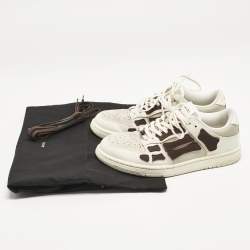 Amiri Beige/Brown Leather and Suede Skel Low Top Sneakers Size 40
