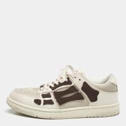 Amiri Beige/Brown Leather and Suede Skel Low Top Sneakers Size 40