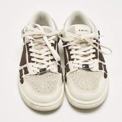 Amiri Beige/Brown Leather and Suede Skel Low Top Sneakers Size 40
