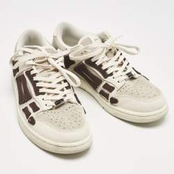 Amiri Beige/Brown Leather and Suede Skel Low Top Sneakers Size 40