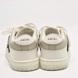 Amiri Beige/Brown Leather and Suede Skel Low Top Sneakers Size 40