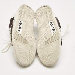 Amiri Beige/Brown Leather and Suede Skel Low Top Sneakers Size 40