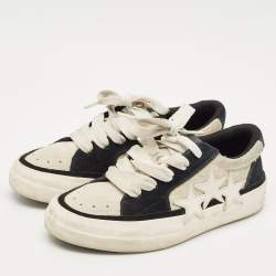 Amiri Black/Off White Suede Sunset Skate Low Top Sneakers Size 42