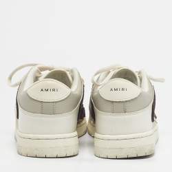 Pre Owned Amiri White/Brown Leather and Suede Skel Low Top Sneakers Size 45