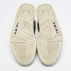 Pre Owned Amiri White/Brown Leather and Suede Skel Low Top Sneakers Size 45