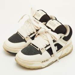 Pre Owned Amiri MA-1 Size 42 White/Black Leather, Mesh and Suede Lace Up Sneakers