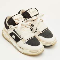 Pre Owned Amiri MA-1 Size 42 White/Black Leather, Mesh and Suede Lace Up Sneakers
