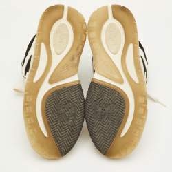 Pre Owned Amiri MA-1 Size 42 White/Black Leather, Mesh and Suede Lace Up Sneakers