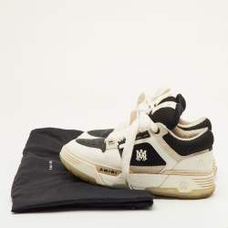 Pre Owned Amiri MA-1 Size 42 White/Black Leather, Mesh and Suede Lace Up Sneakers