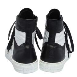 Amiri Black/White Leather Sunset Lace High Top Sneakers Size 42
