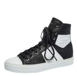 Amiri Black/White Leather Sunset Lace High Top Sneakers Size 42