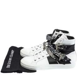 Amiri White/Black Leather Bandana Sunset Lace High Top Sneakers Size 42