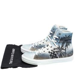 Amiri Multicolor Palm Tree Canvas Sunset High Top Sneakers Size 42