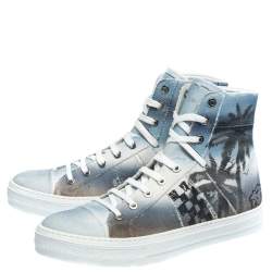Amiri Multicolor Palm Tree Canvas Sunset High Top Sneakers Size 42