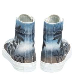 Amiri Multicolor Palm Tree Canvas Sunset High Top Sneakers Size 42