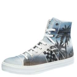 Amiri Multicolor Palm Tree Canvas Sunset High Top Sneakers Size 42