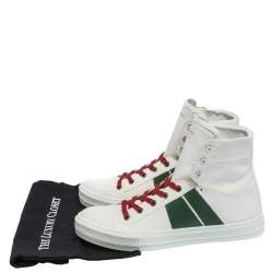 Amiri White/Green Canvas and Leather Sunset High Top Sneakers Size 42