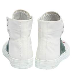 Amiri White/Green Canvas and Leather Sunset High Top Sneakers Size 42