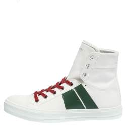 Amiri White/Green Canvas and Leather Sunset High Top Sneakers Size 42