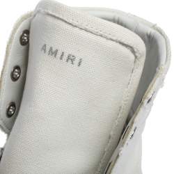 Amiri White/Green Canvas and Leather Sunset High Top Sneakers Size 42