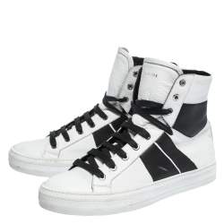 Amiri Black/White Leather Sunset Lace High Top Sneakers Size 42