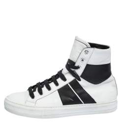 Amiri Black/White Leather Sunset Lace High Top Sneakers Size 42