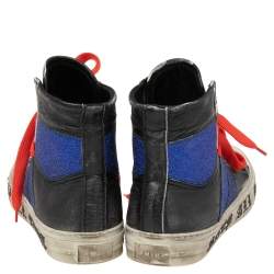 Amiri Black/Blue Leather And Glitter Sunset Lace High Top Sneakers Size 42