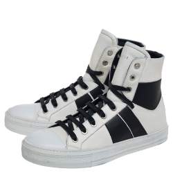 Amiri White/Black Leather Sunset High Top Sneakers Size 40 