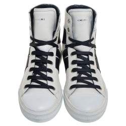 Amiri White/Black Leather Sunset High Top Sneakers Size 40 