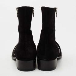 Amiri Black Pleated Suede Ankle Boots Size 42