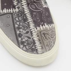 Amiri Grey/White Printed Canvas and Leather Slip on Sneakers Size 43