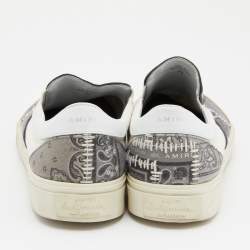 Amiri Grey/White Printed Canvas and Leather Slip on Sneakers Size 43