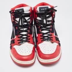 Amiri Red/White Leather Skel High Top Sneakers Size 44