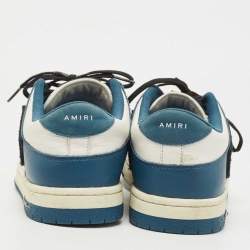 Pre Owned Amiri Blue/White Leather Skel Low Top Sneakers Size 44